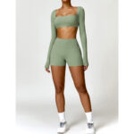 Buddha Stones Gym Sports Yoga Backless Bra Crop Tank Top Shorts 2-Piece Outfit BS 35
