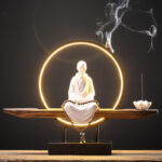 Buddha Stones Buddha Avalokitesvara Ceramic Lotus Relaxation Incense Burner Decoration Decorations Incense Burner BS 21
