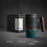 Buddha Stones Vintage Mountain Sea Ceramic Teacup Tea Cups Cup BS 13.7cm*12.1cm*7.8cm*305ml