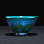 Buddha Stones Chinese Jianzhan Glaze Kiln Change Ceramic Teacup Tenmoku Kung Fu Tea Cup Jian Zhan Tea Cup BS Green 8.3cm*4.7cm*95ml