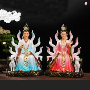 Buddha Stones Nine Tailed Fox Fairy Luck Protection Resin Home Decoration Decorations BS main