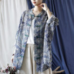 Buddha Stones Birds Flowers Geometry Frog-Button Long Sleeve Ramie Linen Jacket Shirt 4