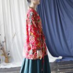 Buddha Stones Ethnic Style Northeast Red Flower Peony Print Cotton Linen Lace Up Jacket 3
