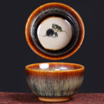 Buddha Stones 12 Chinese Zodiac Pattern Ceramic Teacup Kung Fu Jian Chinese Zhan Tea Cup 73ml Jian Zhan Tea Cup BS Rat 6.8cm*3.6cm*73ml