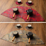 Buddha Stones Vintage Sea Wave Bamboo Plum Blossom Embroidered Cup Mat Pad Tea Cup Coaster Kung Fu Tea Mat Tea Mat BS 34