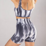 Buddha Stones 2Pcs Tie Dye Print Seamless Crop Top Bra Shorts Sports Fitness Gym Yoga Outfits 2-Piece Outfit BS 8