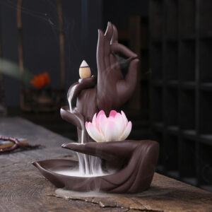 Buddha Stones Tibetan Lotus Blessing Incense Burner Decoration Decoration BS 1