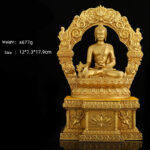 Buddha Stones Shakyamuni Amitabha Medicine Buddha Figurine Serenity Copper Statue Home Decoration Decorations BS 10 cm Medicine Buddha&Base