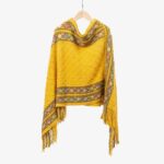 Buddha Stones Tibetan Colorful Striped Rhombus Pattern Shawl Tassels Pullover Winter Cozy Travel Scarf Wrap Tibetan Shawl BS Yellow 150cm*55cm