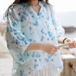 Buddha Stones Fruits Leaves Pattern Lantern Sleeve Top Loose Tee T-shirt T-shirt BS 3