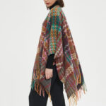 Buddha Stones Tibetan Shawl Colorful Wavy Line Tassels Winter Cozy Travel Scarf Wrap Tibetan Shawl BS 8