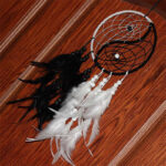 Buddha Stones Yin Yang  Dream Catcher Circular Net with Feathers Balance Decoration Decorations BS 10