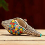 Buddha Stones Tibetan Handmade Natural Shankha Colorful Conch Shell Seashell Wealth Home Decoration Decorations BS 3