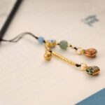 Buddha Stones Gold Swallowing Beast Family Luck Key Chain Key Chain BS 5