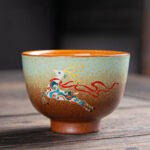 Buddha Stones Colorful Deer Pipa Snow Plum Blossoms Mountains Rivers Bird Ceramic Teacup Kung Fu Tea Cup Bowl Cup BS 7cm*5cm*100ml Colorful Deer