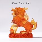 Buddha Stones Feng Shui Kirin Handmade Liuli Crystal Art Piece Fortune Home Office Decoration Decorations BS Gold Kirin&Ingot