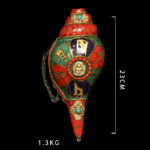 Buddha Stones Tibetan Handmade Shankha Om Mani Padme Hum Buddha Conch Shell Lucky Decoration Decorations BS 15
