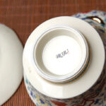 Buddha Stones Retro Plum Blossom Pine Bamboo Phoenix Kirin Ceramic Gaiwan Sancai Teacup Kung Fu Tea Cup and Saucer with Lid Cup BS 10