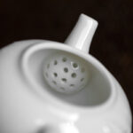 Buddha Stones White Plum Pine Bamboo Engraved Design Ceramic Teapot Teapot BS 2