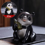 Buddha Stones Color Changing Small Cute Panda Bamboo Tea Pet Resin Home Figurine Decoration Decorations BS Panda 6.5*7*8.5cm