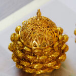 Buddha Stones Gold Pine Cone Pattern Spiritual Rituals Mini Incense Burner Home Tabletop Decor Incense Burner BS 3