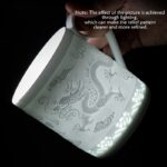 Buddha Stones Jingdezhen Linglong Porcelain Auspicious Dragon Phoenix Boat Smooth Sailing Ceramic Teacup Office Tea Cups 420ml Cup BS 1