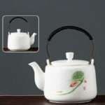Buddha Stones Vintage Dragon Mountain Fisherman Landscape White Porcelain Ceramic Kung Fu Teapot Teapot BS Lotus Pod 15.3cm*10.6cm*600ml