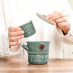 Buddha Stones Sanxingdui Ceramic Teacup Kung Fu Tea Cup With Bag Cup BS 2