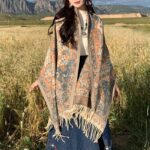 Buddha Stones Tibetan Flower Branch Tassel Shawl Cozy Travel Scarf Wrap Tibetan Shawl BS 7