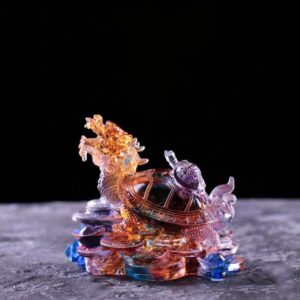Buddha Stones Feng Shui Dragon Turtle Coins Handmade Liuli Crystal Luck Art Piece Home Office Decoration Decorations BS main