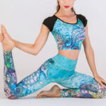 Buddha Stones 2Pcs Undersea World Mysterious Girl Gradient Color Print Top Pants Sports Fitness Yoga Women's Yoga Sets 2-Piece Outfit BS 1