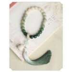 Buddha Stones Natural Gradient Bodhi Seed Fortune Money Bag Lotus Wisdom Tassel Wrist Mala Wrist Mala BS 4