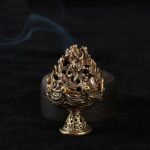 Buddha Stones Tibetan Mini Mountain Pattern Meditation Copper Alloy Incense Burner Incense Burner BS 7