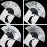 Buddha Stones Vintage Bamboo Peony Butterfly Lotus Handheld Silk Folding Fan With Bamboo Frames Folding Fan BS 16