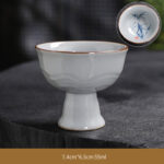 Buddha Stones Lotus Flower Leaf Bamboo Ceramic Teacup Kung Fu Tea Cups Cup BS Bamboo 7.4cm*6.5cm*55ml