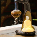 Buddha Stones Led Buddha Hand Backflow Smoke Fountain Healing Ceramic Stick Incense Burner Decoration Incense Burner BS 5