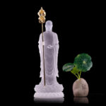 Buddha Stones Handmade Ksitigarbha Bodhisattva Figurine Liuli Crystal Art Piece Serenity Statue Home Decoration Decorations BS White 7.8*7.8*20cm
