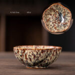 Buddha Stones Peach Blossom Pattern Ceramic Teacup Flower Tea Cups Cup BS Khaki