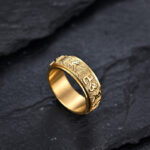 Buddha Stones Six True Words Balance Calm Titanium Steel Ring (Extra 30% Off | USE CODE: FS30) Rings BS 6