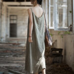 Buddha Stones Summer Spaghetti Strap Handmade Tie Dye Linen Midi Cami Dress Midi Dress BS 19