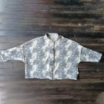 Buddha Stones Black Gray Print Frog-button Design Long Sleeve Cotton Linen Jacket Shirt With Pockets Women's Shirts BS 14