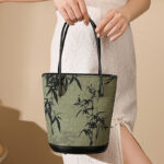 Buddha Stones Green Bamboo Print Vintage Crossbody Bag Handbag Crossbody Bag&Handbags BS 3