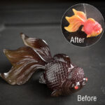 Buddha Stones Color Changing Koi Fish Resin Tea Pet Wealth Home Figurine Decoration Decorations BS Red Koi Fish 15.7*9.4*7.4cm