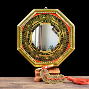 Buddha Stones Feng Shui Bagua Map Five-Emperor Coins Gourd Balance Living Room Energy Map Mirror Bagua Map BS main