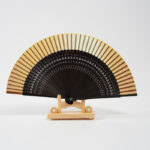 Buddha Stones Gradient Color Hollow Engraved Handheld Bamboo Folding Fan Folding Fan BS Gradient Yellow 20cm