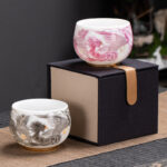 Buddha Stones Phoenix White Porcelain Ceramic Teacup Kung Fu Tea Cup 185ml With Gift Box Cup BS 1