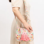 Buddha Stones Colorful Geometry Flowers Print Canvas Bucket Crossbody Bag Shoulder Bag Crossbody Bag BS 23