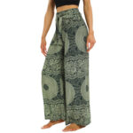 Buddha Stones Boho Lace-up Wide Leg Pants Women's Yoga Pants Women's Wide Leg Pants BS 9