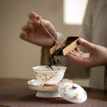 Buddha Stones White Porcelain Flowers Ceramic Gaiwan Sancai Teacup Kung Fu Tea Cup And Saucer With Lid Cup BS 5