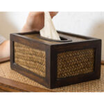 Buddha Stones Handmade Bamboo Woven Wood Tissue Box Wooden Tissue Holder Wipes Boxes Decoration Decorations BS 6